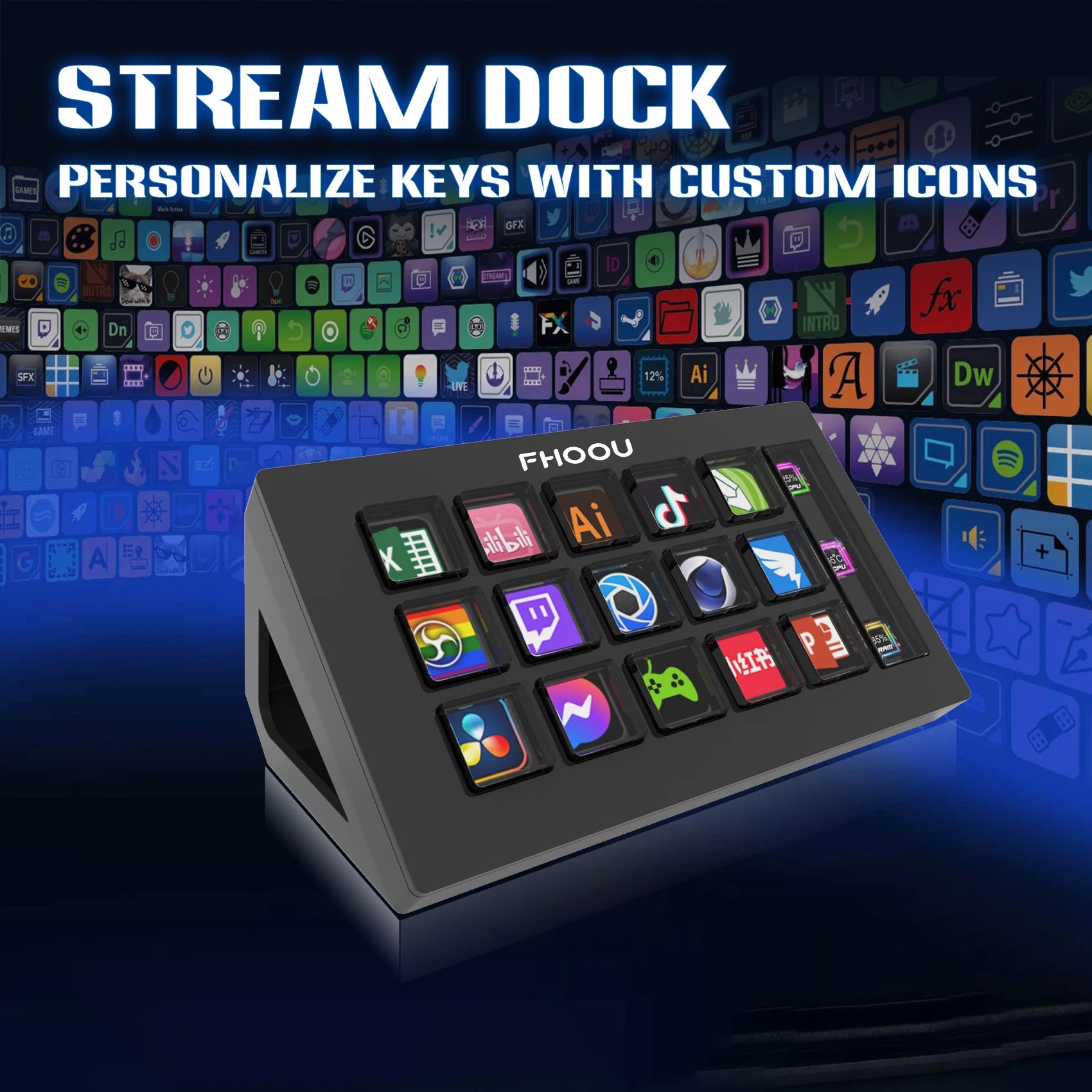 Mirabox Streamdeck Visual Mini Keyboard LCD Button Live Streaming Controller Game Programming Customizable Keypad Win Mac